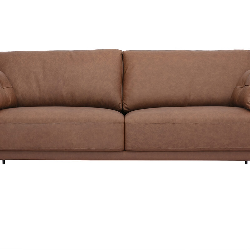 Canapé Daven 3 Places Cuir Marron Miliboo