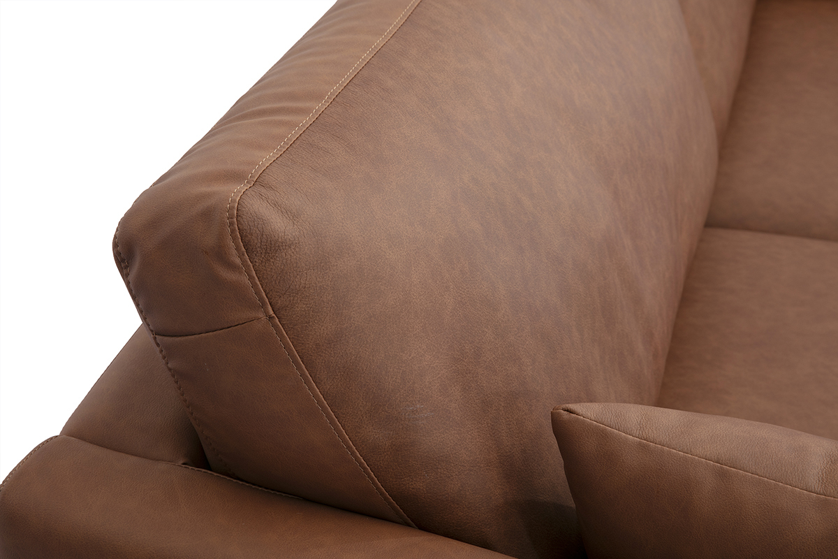 Canapé Daven 3 Places Cuir Marron Miliboo
