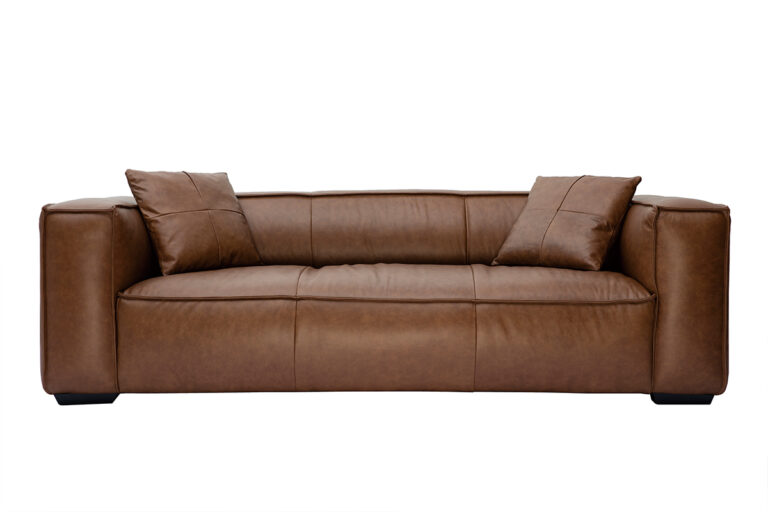 Canapé Cobain 3 Places Cuir Marron Miliboo
