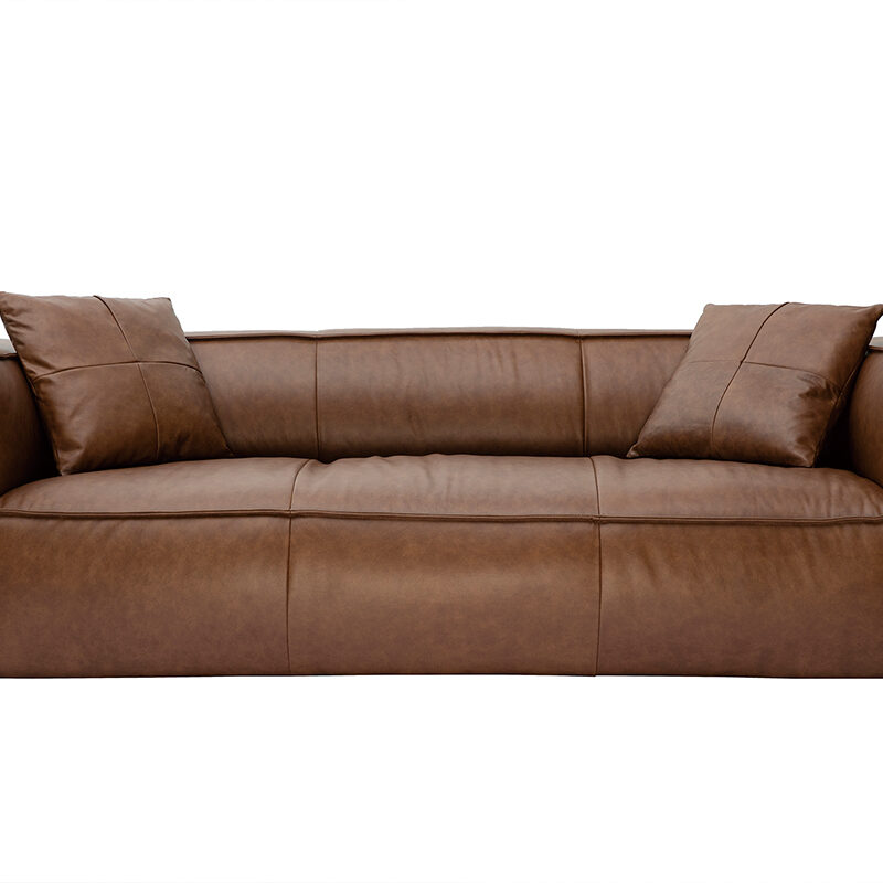 Canapé Cobain 3 Places Cuir Marron Miliboo