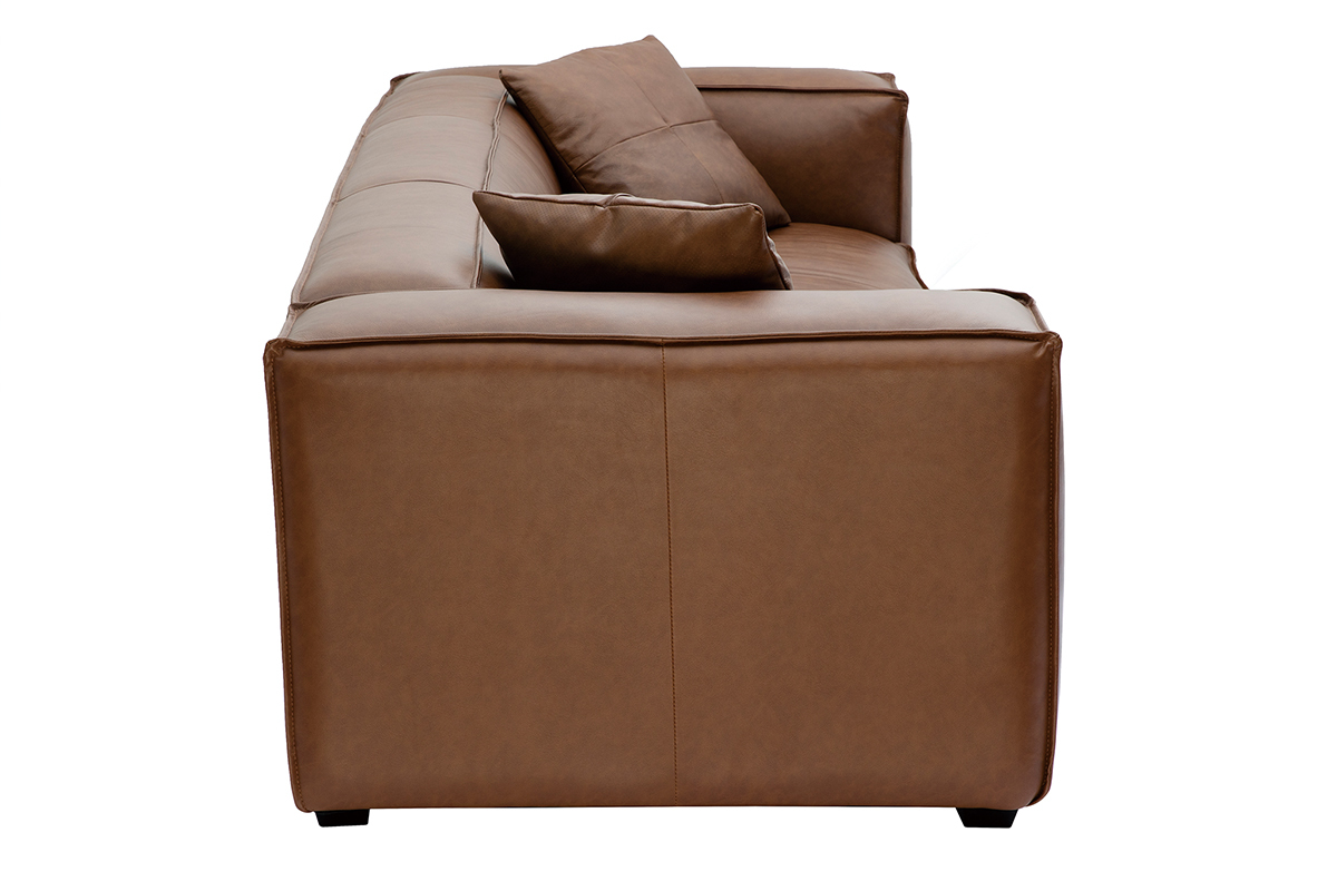Canapé Cobain 3 Places Cuir Marron Miliboo
