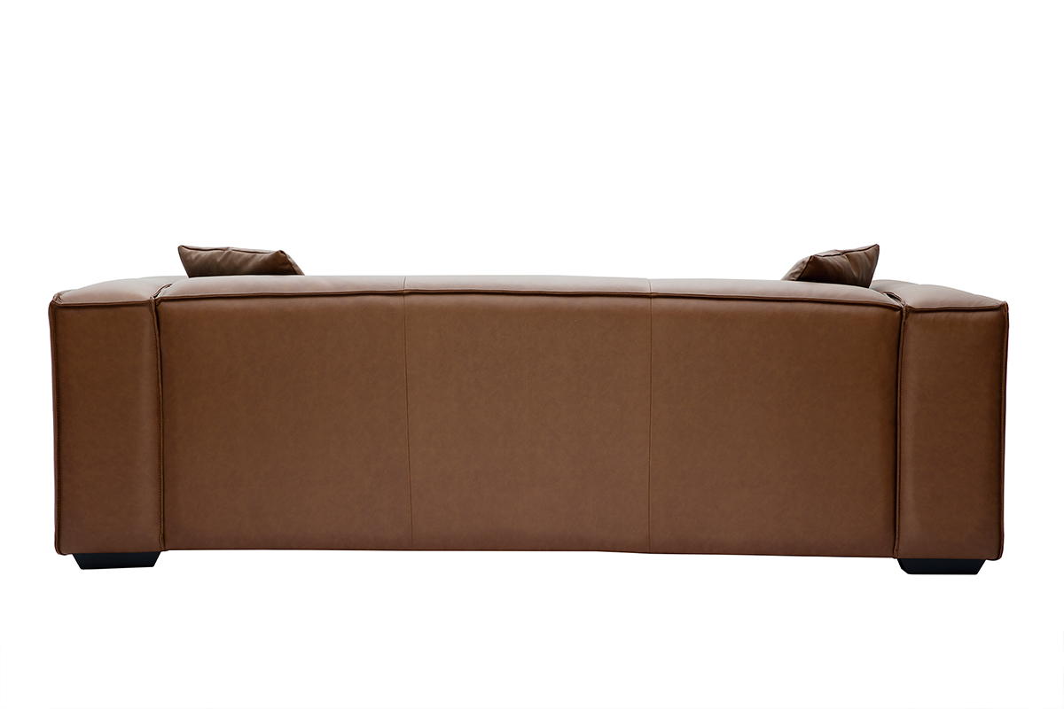 Canapé Cobain 3 Places Cuir Marron Miliboo