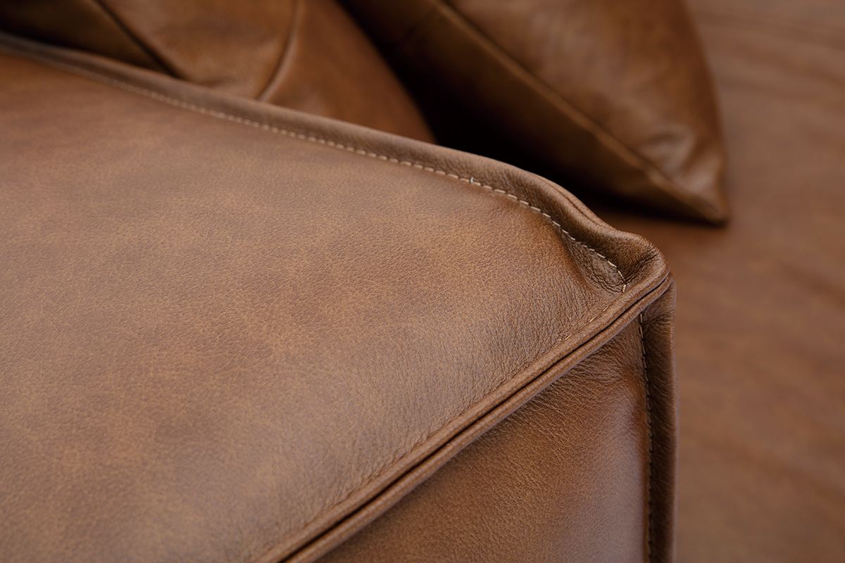 Canapé Cobain 3 Places Cuir Marron Miliboo