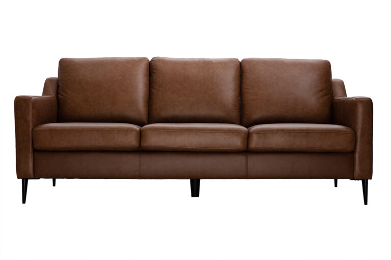 Canapé Oxmo 3 Places Cuir Marron Miliboo