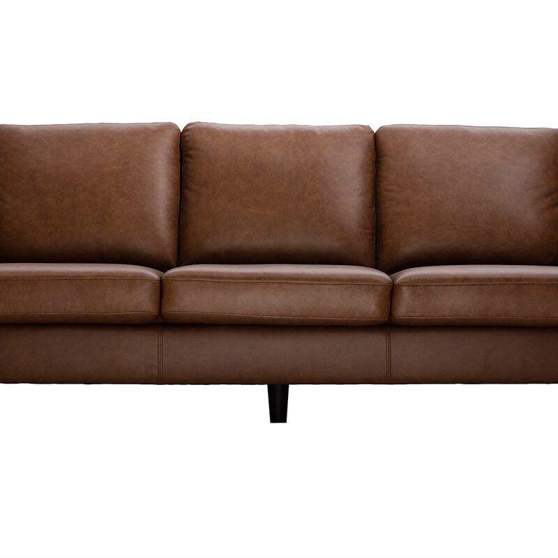 Canapé Oxmo 3 Places Cuir Marron Miliboo