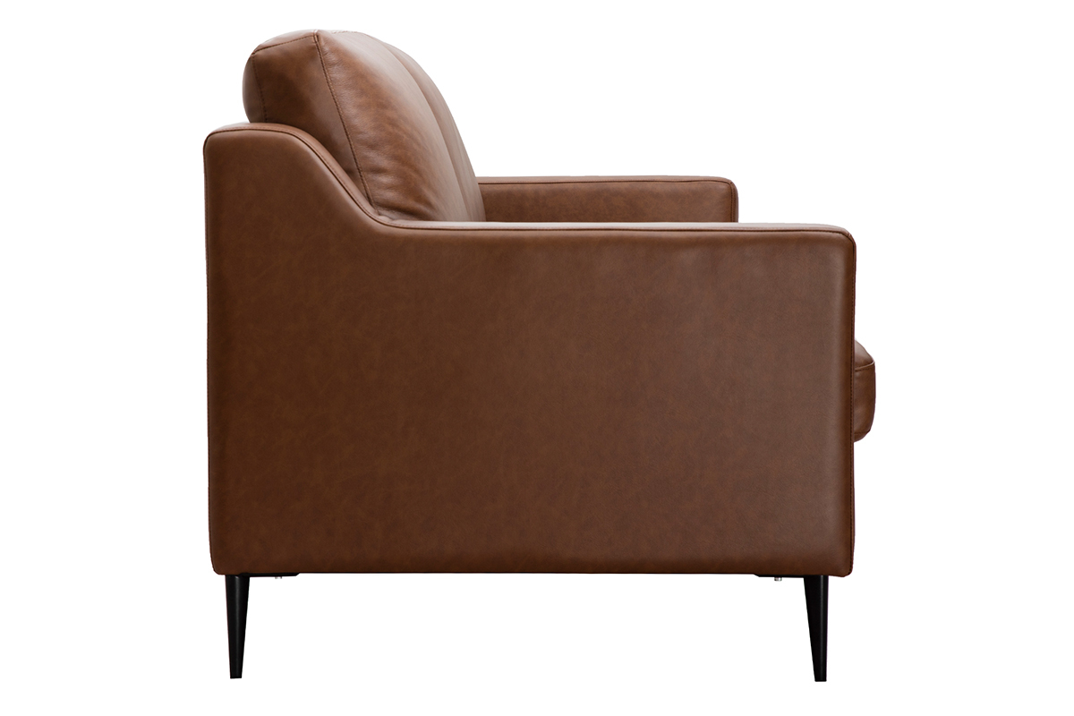 Canapé Oxmo 3 Places Cuir Marron Miliboo