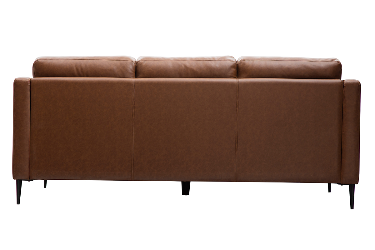 Canapé Oxmo 3 Places Cuir Marron Miliboo