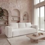 Canapé Convertible Ariel 3 Places Tissu Bouclette Beige Casanova Paris