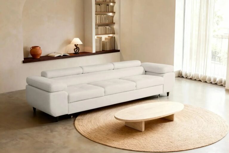 Canapé Convertible Charlie 3 Places Tissu Chiné Beige Casanova Paris