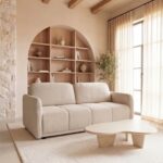 Canapé Convertible Dana 3 Places Tissu Lisse Beige Casanova Paris