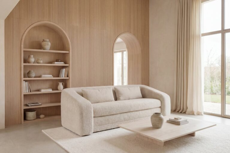Canapé Convertible Louise 2 Places Tissu Bouclette Beige Casanova Paris