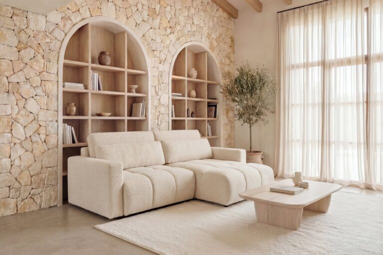 Canapé Convertible Maia 3 Places Tissu Texturé Beige Casanova Paris
