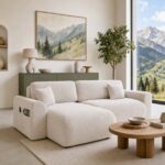 Canapé d'Angle Convertible Montana 3 Places Tissu Lisse Beige Casanova Paris
