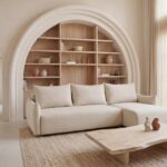 Canapé d'Angle Convertible Oceane 3 Places Tissu Lisse Beige Casanova Paris