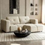 Canapé d'Angle Convertible Romy 2 Places Tissu Chenille Beige Casanova Paris