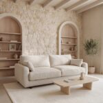 Canapé d'Angle Convertible Stella 3 Places Tissu Chenille Beige Casanova Paris