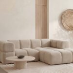 Canapé d'Angle Gustave 4 Places Tissu Velours Beige Casanova Paris