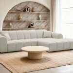 Canapé d'Angle Laura 4 Places Tissu Bouclette Beige Casanova Paris