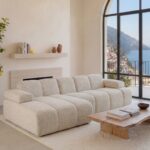 Canapé d'Angle Ravello 3 Places Tissu Chenille Beige Casanova Paris
