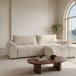 Canapé d'Angle Viana 3 Places Tissu Lisse Beige Casanova Paris