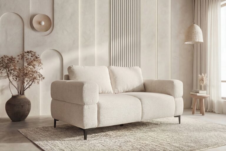Canapé Elton 2 Places Tissu Lisse Beige Casanova Paris