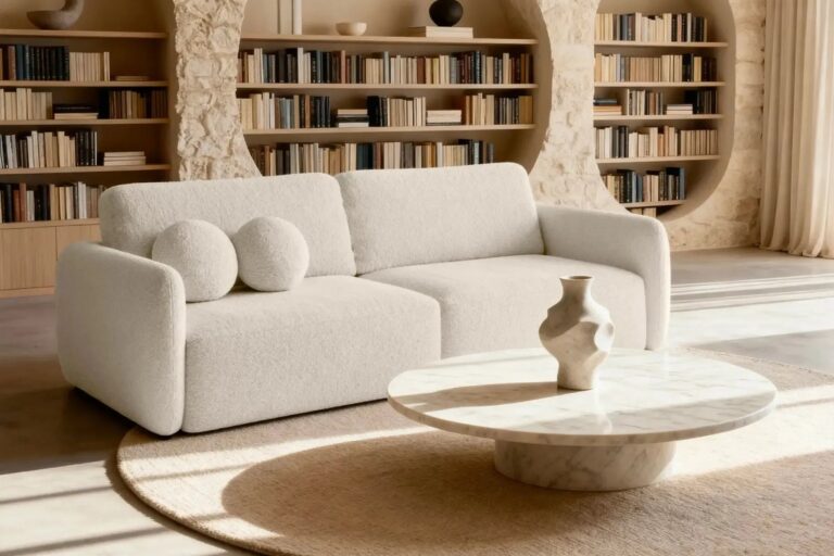 Canapé Gigi 3 Places Tissu Bouclette Beige Casanova Paris